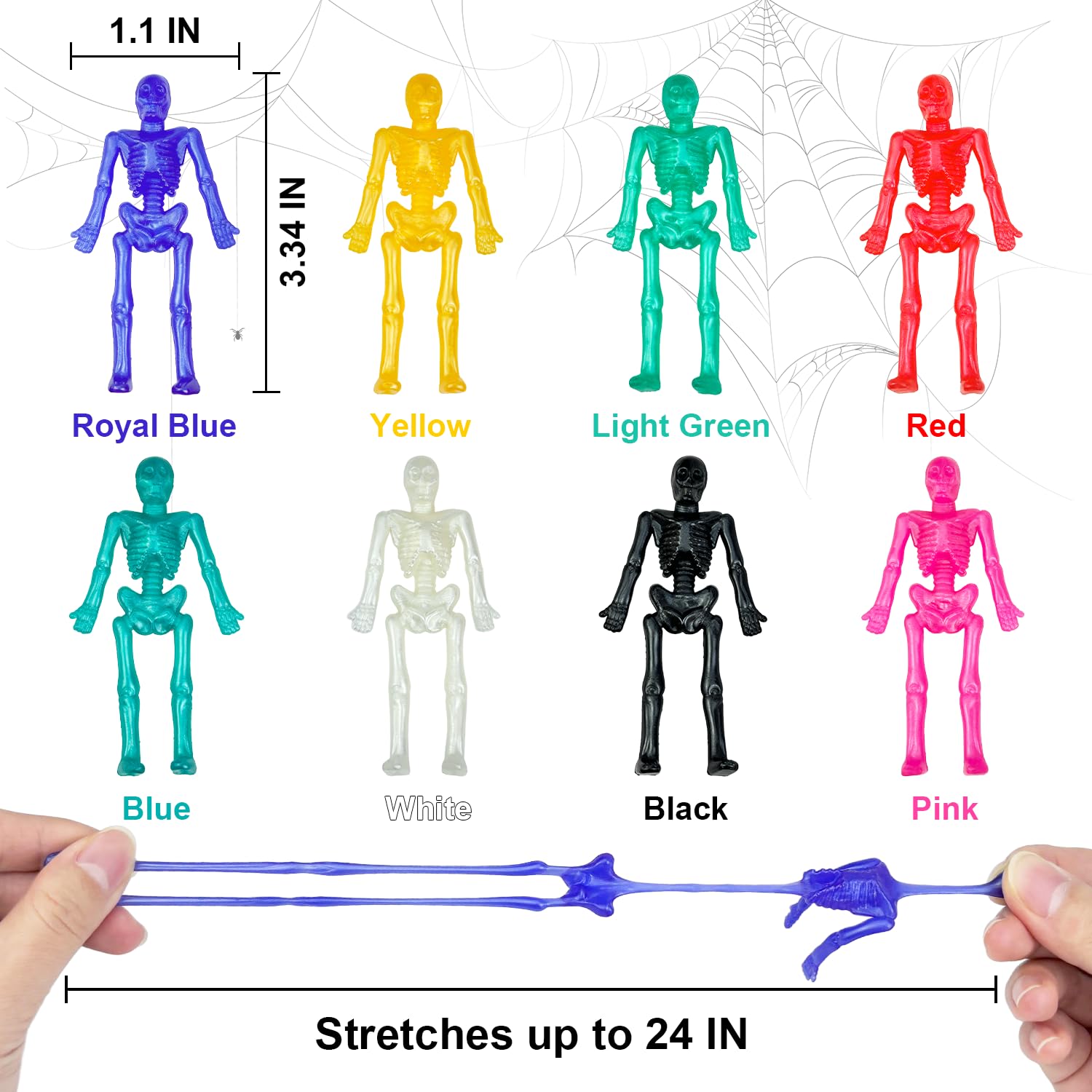 Wondrus 36-Pack Halloween Stretchy Skeleton Toys – Non-Candy Party Favors for Goodie Bags, Boo Baskets, and Trick-or-Treat