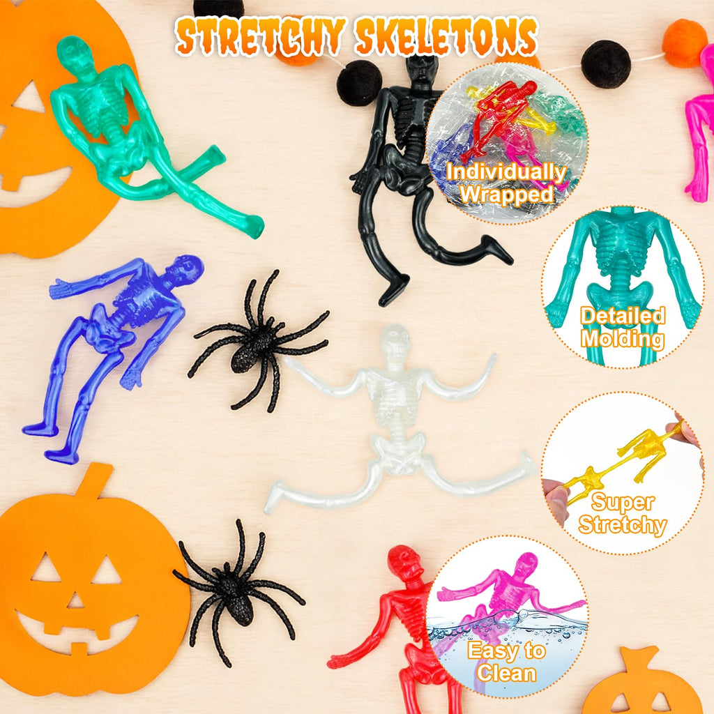Wondrus 36-Pack Halloween Stretchy Skeleton Toys – Non-Candy Party Favors for Goodie Bags, Boo Baskets, and Trick-or-Treat