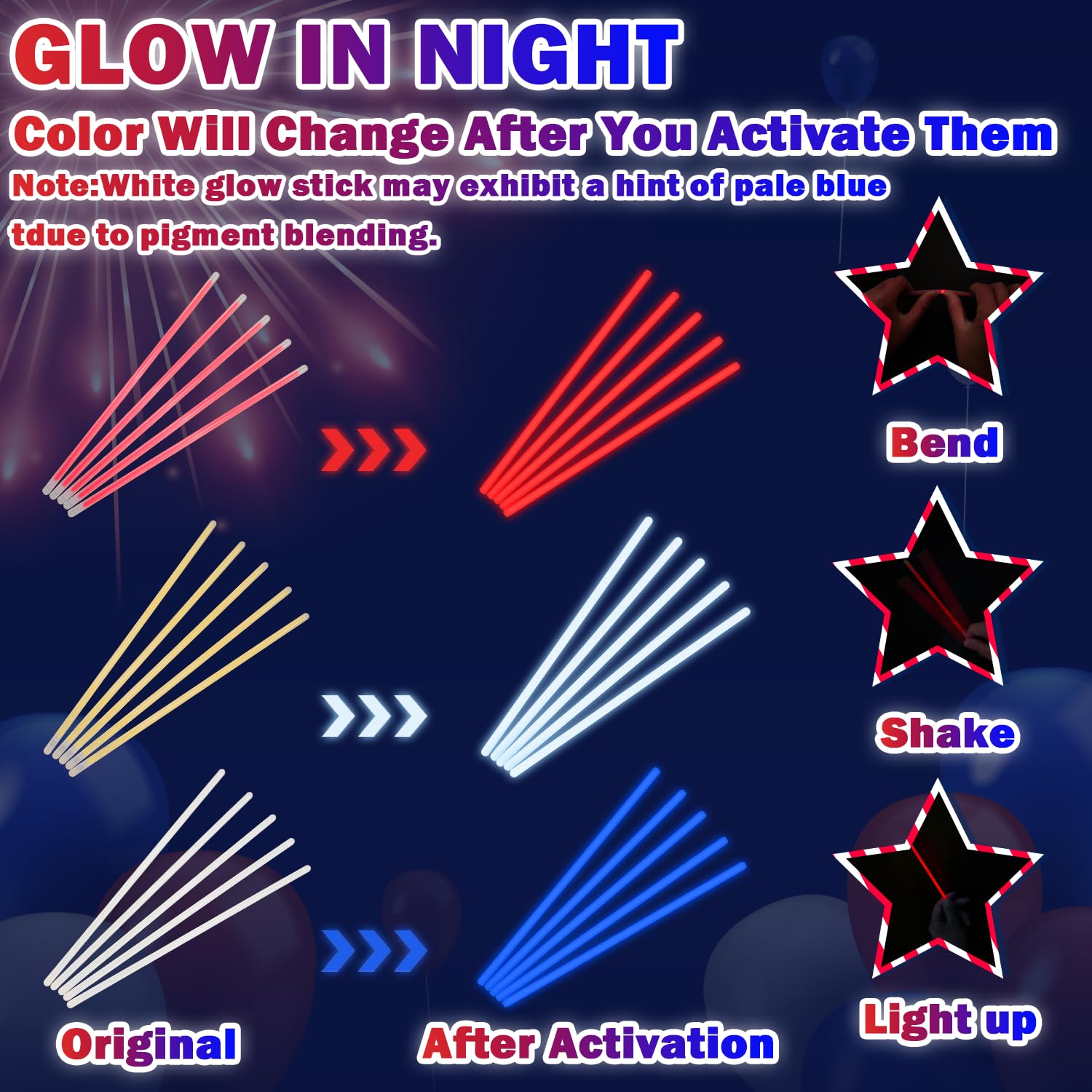 Wondrus 90-Pack Red White Blue Glow Sticks for 4th of July – Bracelets, Necklaces, Party Favors