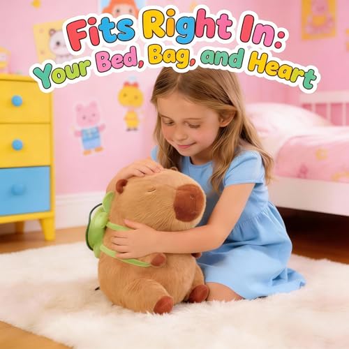 Wonfirang Capybara Plush with Detachable Turtle Backpack – 9 Inch Kawaii Stuffed Animal for Girls, Cute Birthday Gift