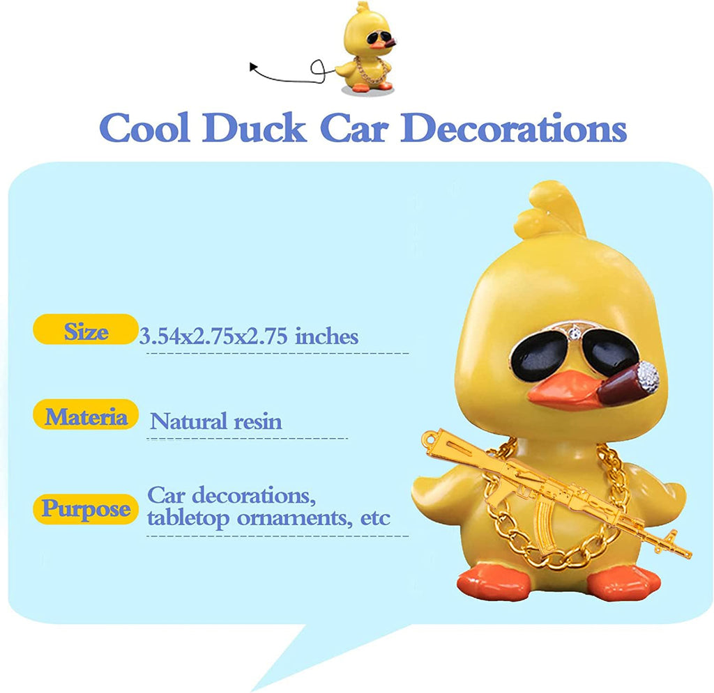 Wonuu Bobble Head Duck: Yellow Shaking Head Duck Car Dashboard Decor with Glasses and Accessories