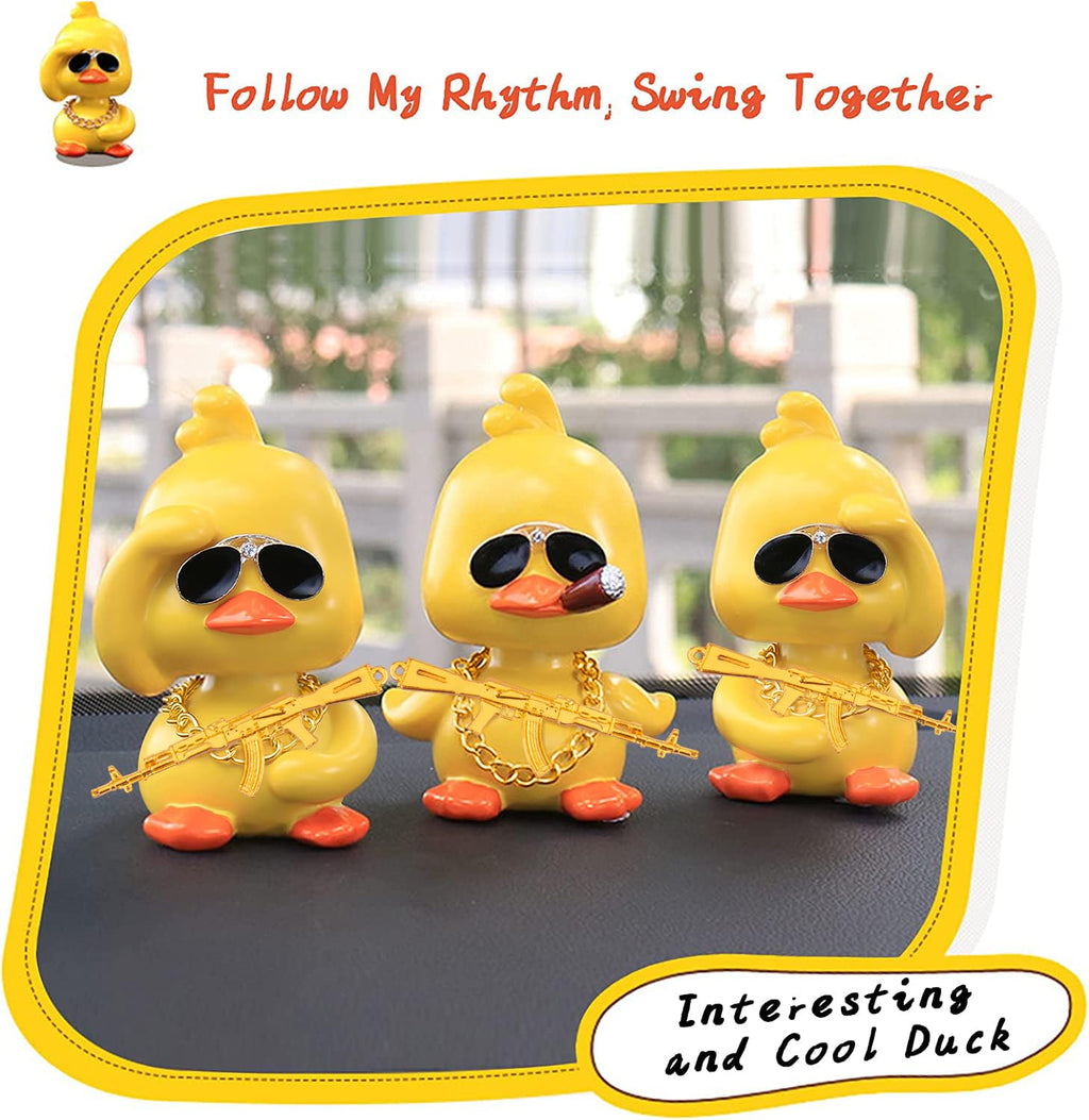 Wonuu Bobble Head Duck: Yellow Shaking Head Duck Car Dashboard Decor with Glasses and Accessories