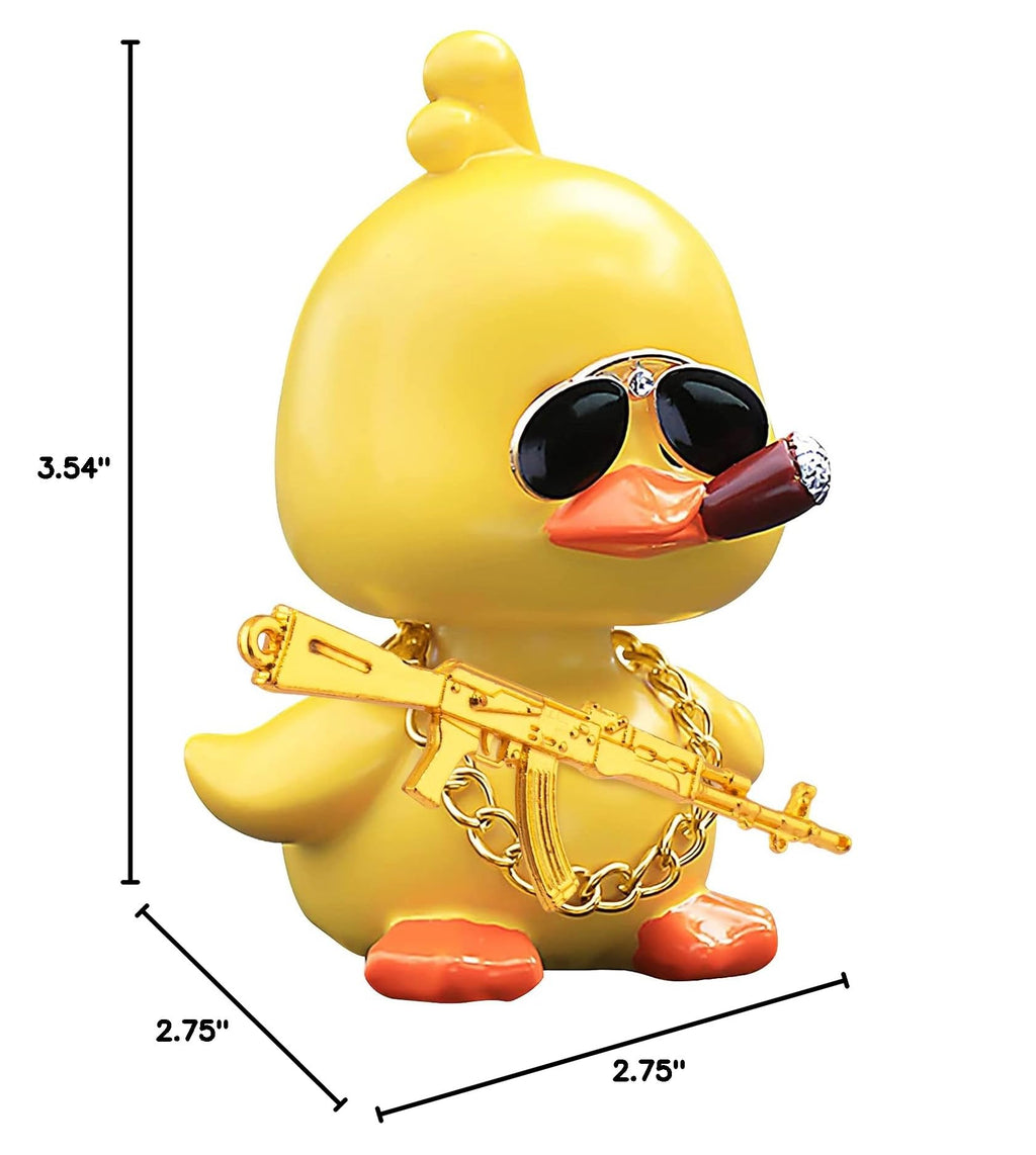 Wonuu Bobble Head Duck: Yellow Shaking Head Duck Car Dashboard Decor with Glasses and Accessories