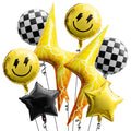 Wood Homing 8-Pack 18-Inch Smile Face & Checkered Helium Balloons – Yellow Lightning and Star Foil Balloons for Birthday Party Decor