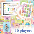 WOODAMORE Baby Shower Loteria Bilingual Game – 50 Cards, 54 Calling Cards, Chips for 40 Players