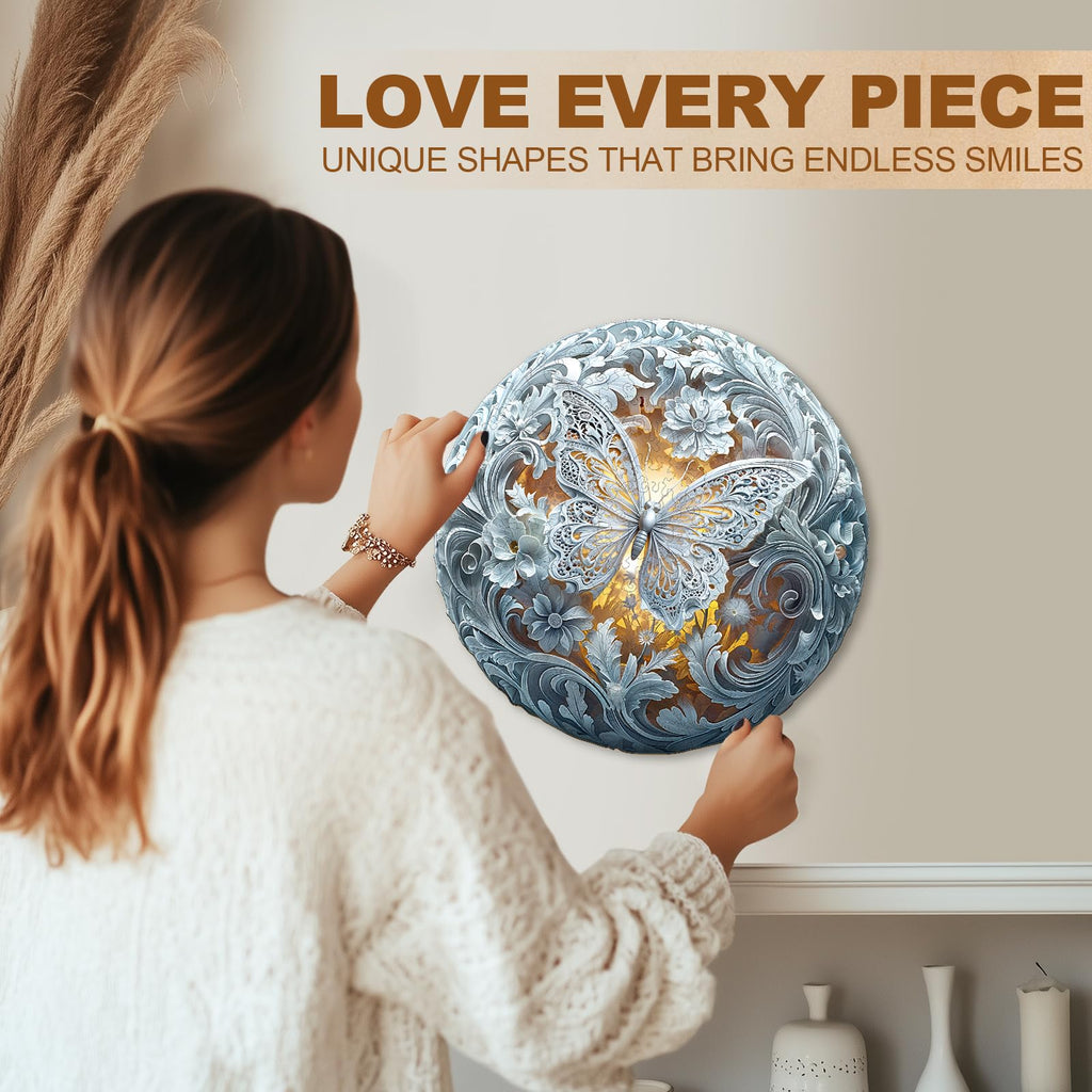 WOODBESTS Celestial Wings Wooden Puzzle – 100-Piece Adult Jigsaw, 8.5x8.5 inches, Laser-Cut Unique Shapes