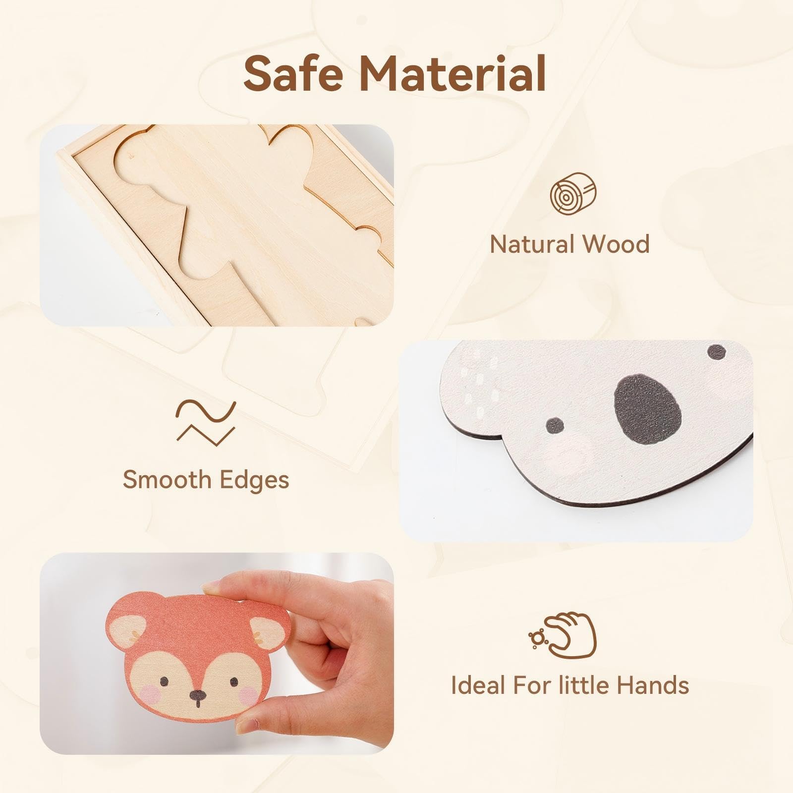 Wooden Animal Dress-Up Puzzle - 21 Mix-and-Match Pieces with Storage Box, Montessori Toy for Ages 3+