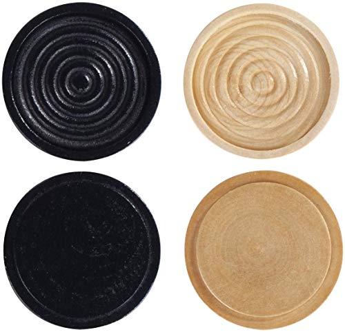 Wooden Checkers Pieces, 2 Inch, 24 Count, Natural and Black, Stackable with Bag