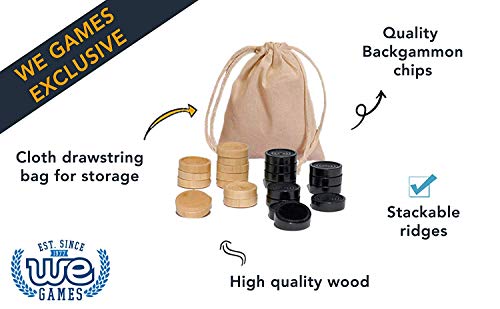 Wooden Checkers Pieces, 2 Inch, 24 Count, Natural and Black, Stackable with Bag