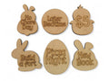 Wooden Easter Egg Tokens 30ct with Gift Bag – 6 Shapes, 30 Engraved Sayings, Custom Personalization Available