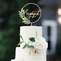 Wooden Engaged Cake Topper – Green Leaf Design by Party to Be, 5.5x8.1 inches