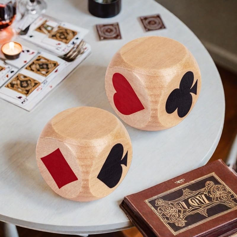 Wooden Euchre Trump Marker Dice – Large 1.57-Inch Set of 4 with Velvet Pouch