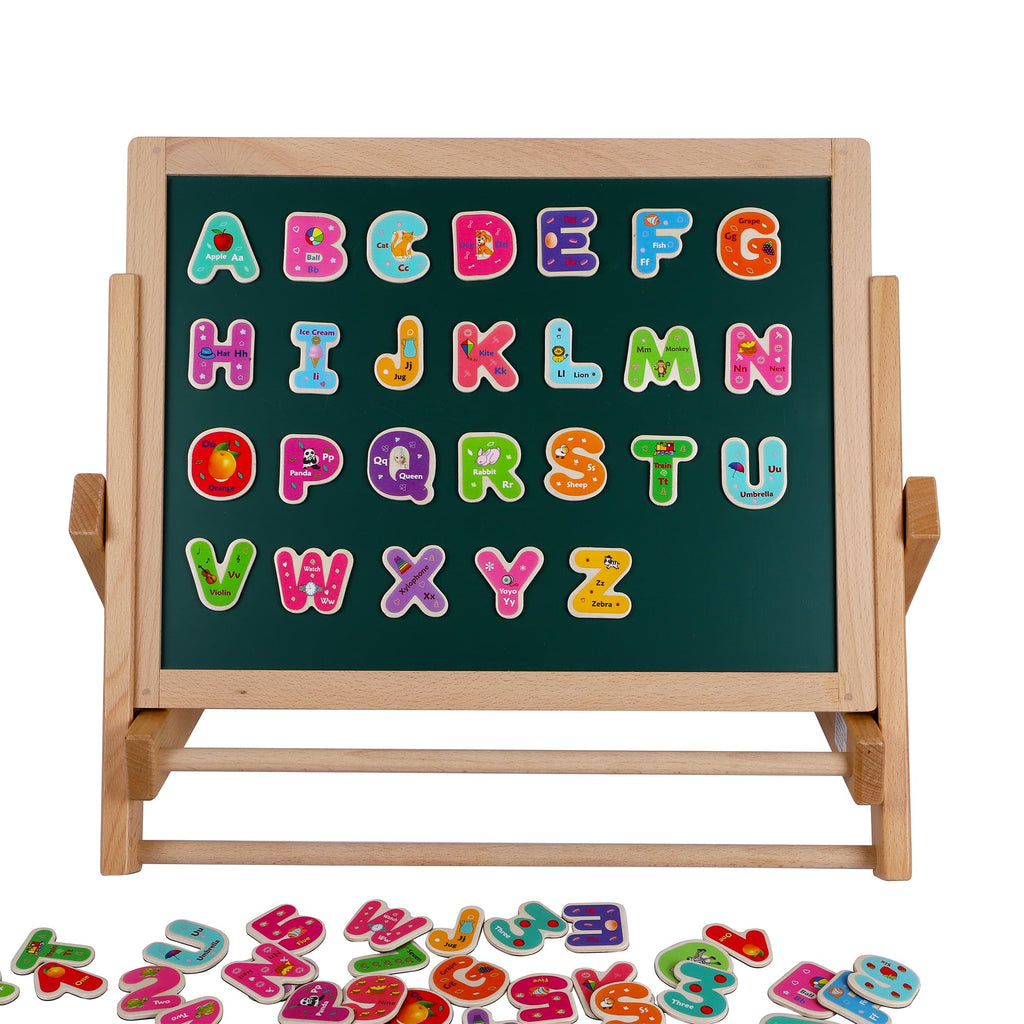 Wooden Magnetic Letters and Numbers Set - 72 Pieces ABC Magnets for Kids, Spelling Learning Toy by Toys of Wood Oxford