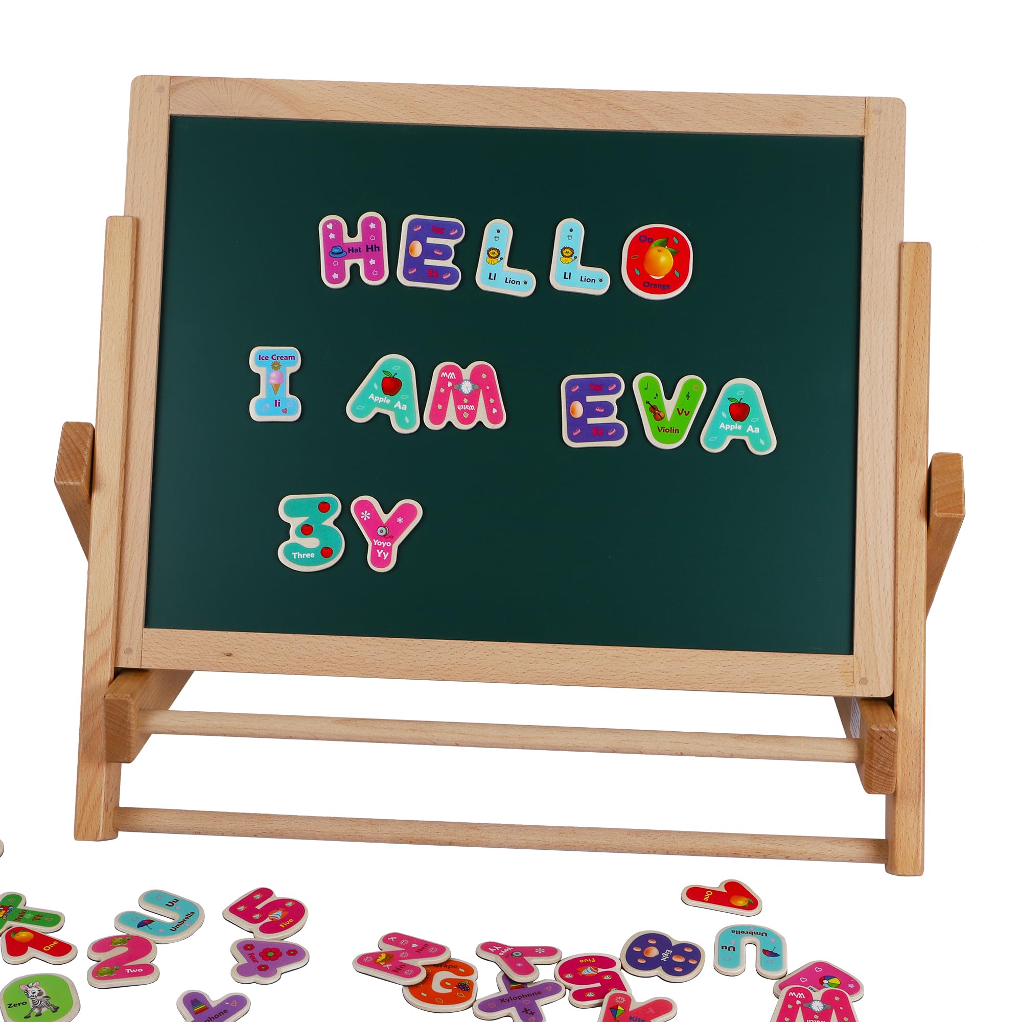 Wooden Magnetic Letters and Numbers Set - 72 Pieces ABC Magnets for Kids, Spelling Learning Toy by Toys of Wood Oxford