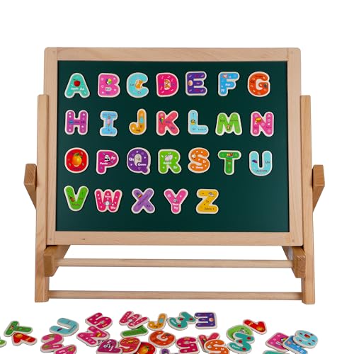 Wooden Magnetic Letters and Numbers Set - 72 Pieces ABC Magnets for Kids, Spelling Learning Toy by Toys of Wood Oxford