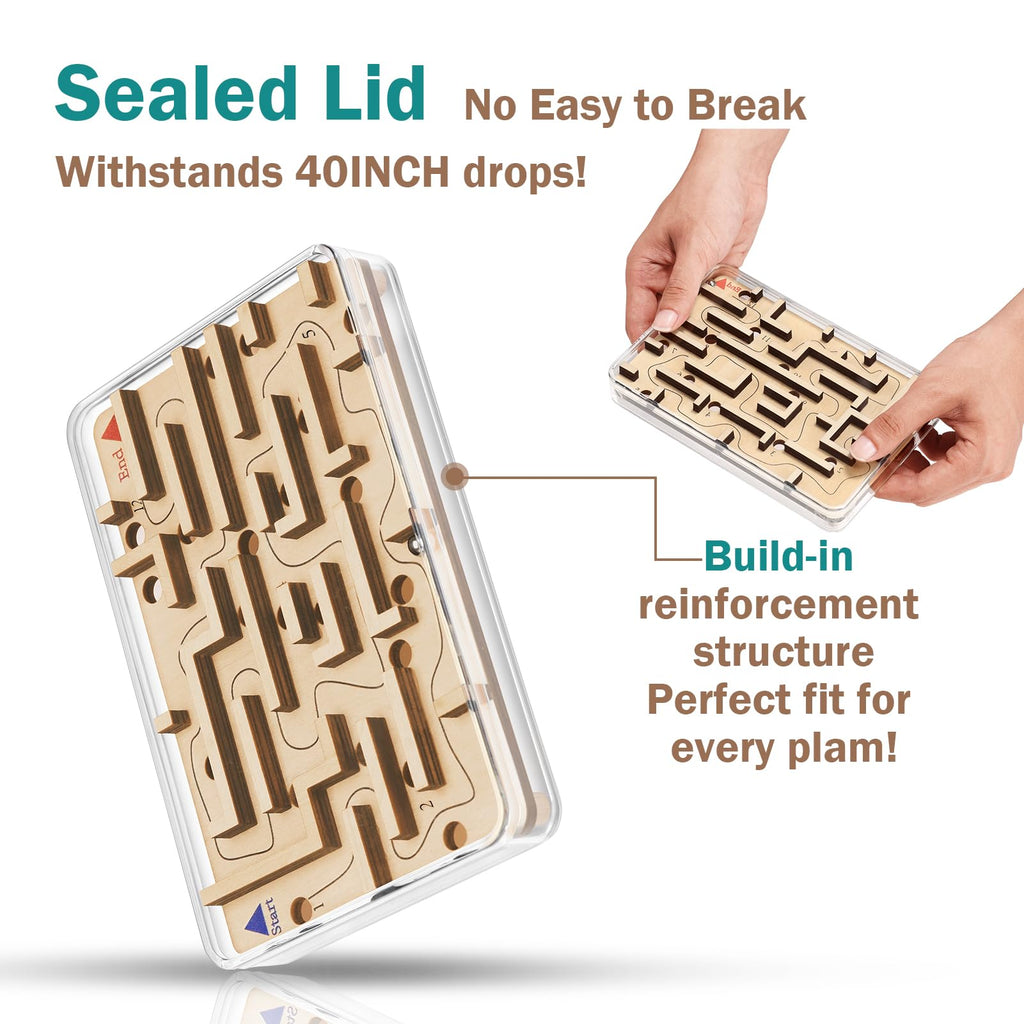 Wooden Marble Maze Game – Handheld Fidget Puzzle for Kids Ages 3-8