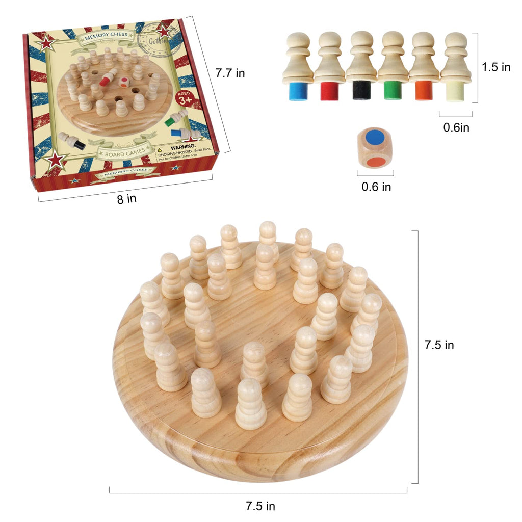 Wooden Memory Chess Game – 7.5 Inch Matching Stick Board Game for Kids Ages 3-100