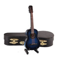 Wooden Miniature Guitar Replica – Blue, with Stand and Case, 5.12-Inch Collectible Display Model