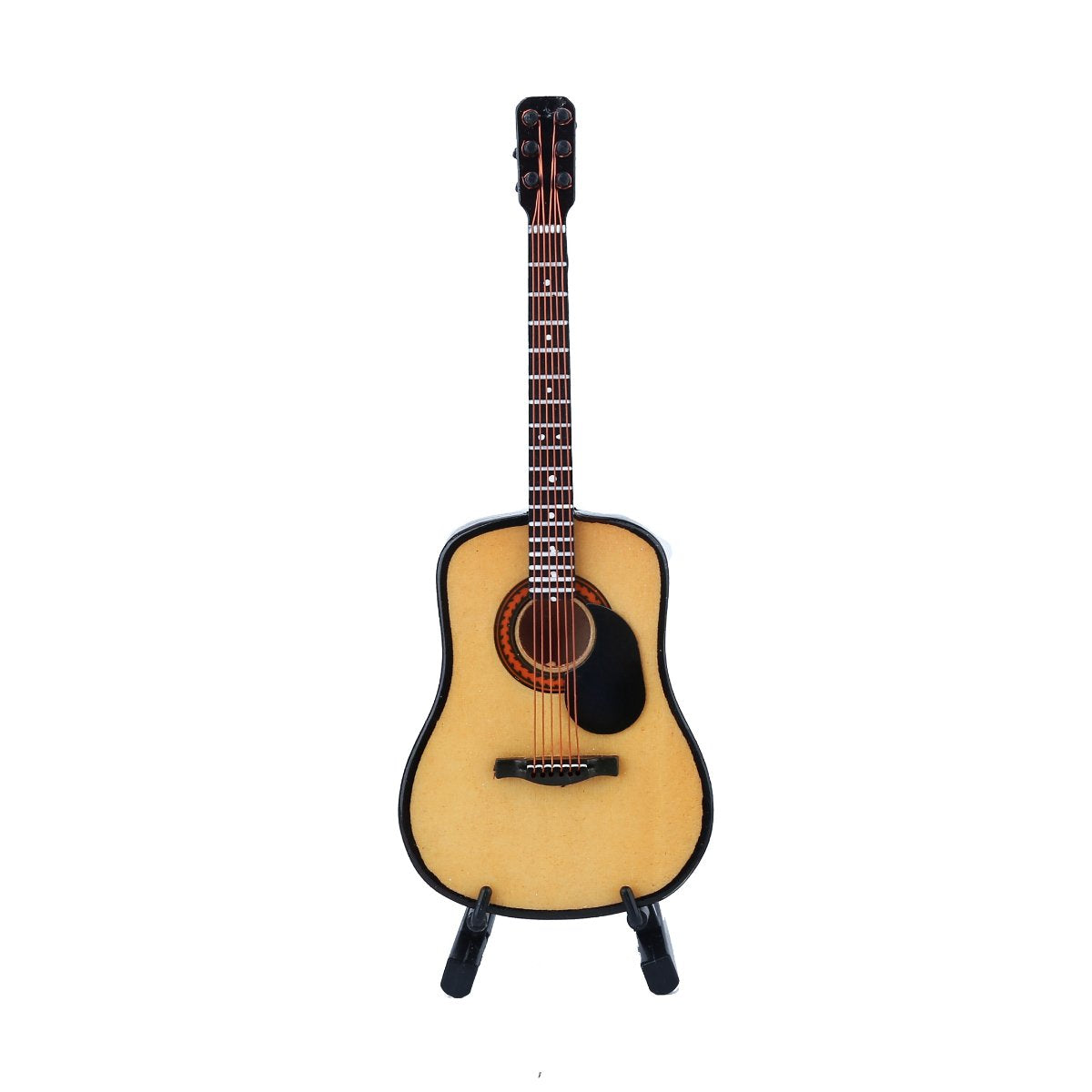 Wooden Miniature Guitar with Stand and Case - 5.12 Inch Acoustic Guitar Replica, Collectible Display Ornament for Home Decor, Dollhouse Accessory