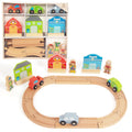 WOODENFUN Farm-Themed Wooden Train Set – Compatible with Thomas, Brio & More – Expandable Track Toy for Ages 3-5