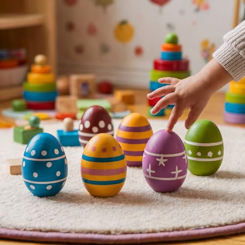 Woodpeckers Wooden Eggs for Painting - Pack of 2 Smooth Standable 4-3/8 Inch Craft Eggs