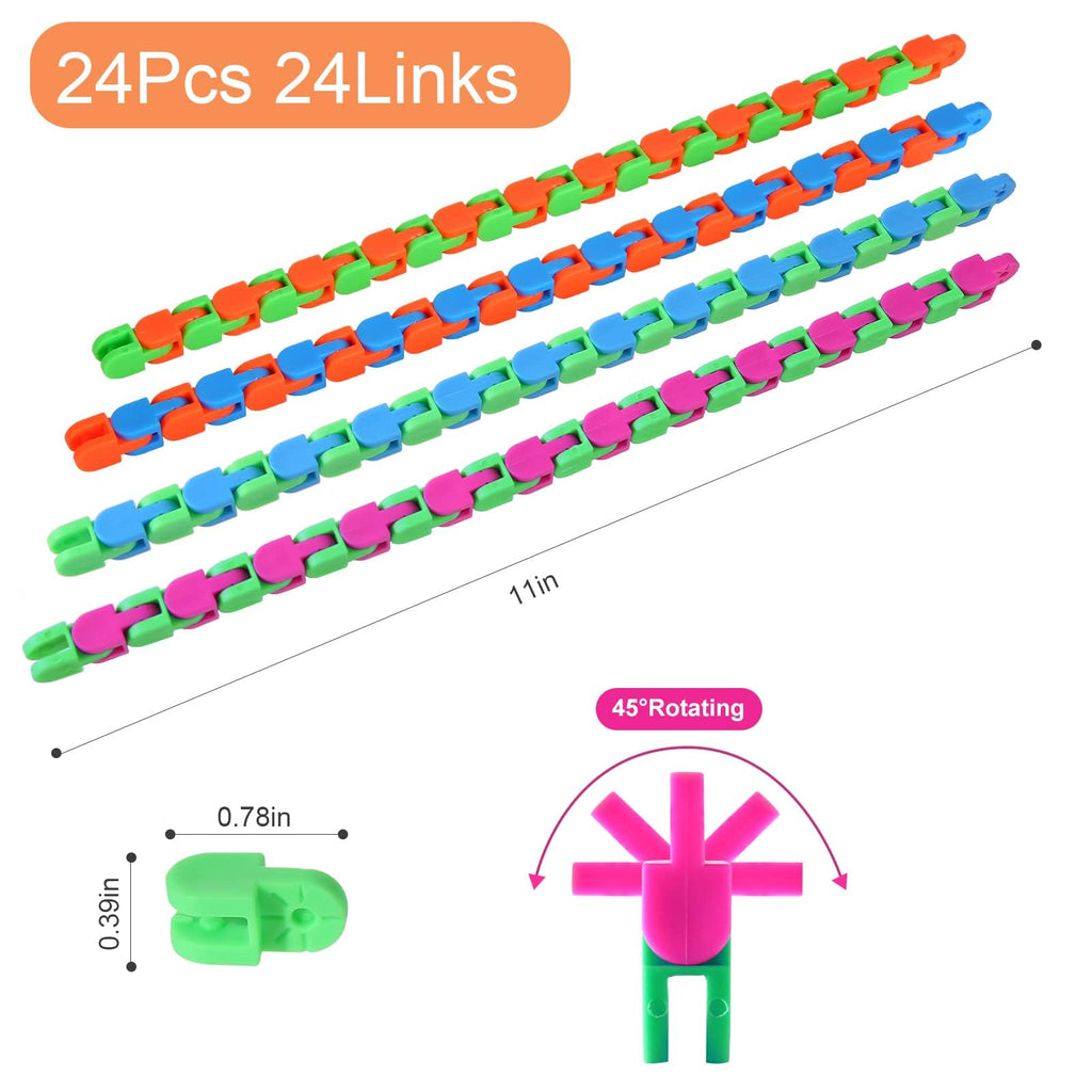 Woosir 24-Pack Wacky Tracks Fidget Toys – Sensory Click Snake Toy for Classroom and Stress Relief