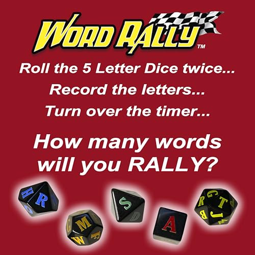 Word Rally Fast-Paced Word Building Dice Game by Buddypalgames | 5 RPG Letter Dice | Family Game Night