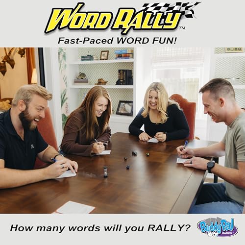 Word Rally Fast-Paced Word Building Dice Game by Buddypalgames | 5 RPG Letter Dice | Family Game Night