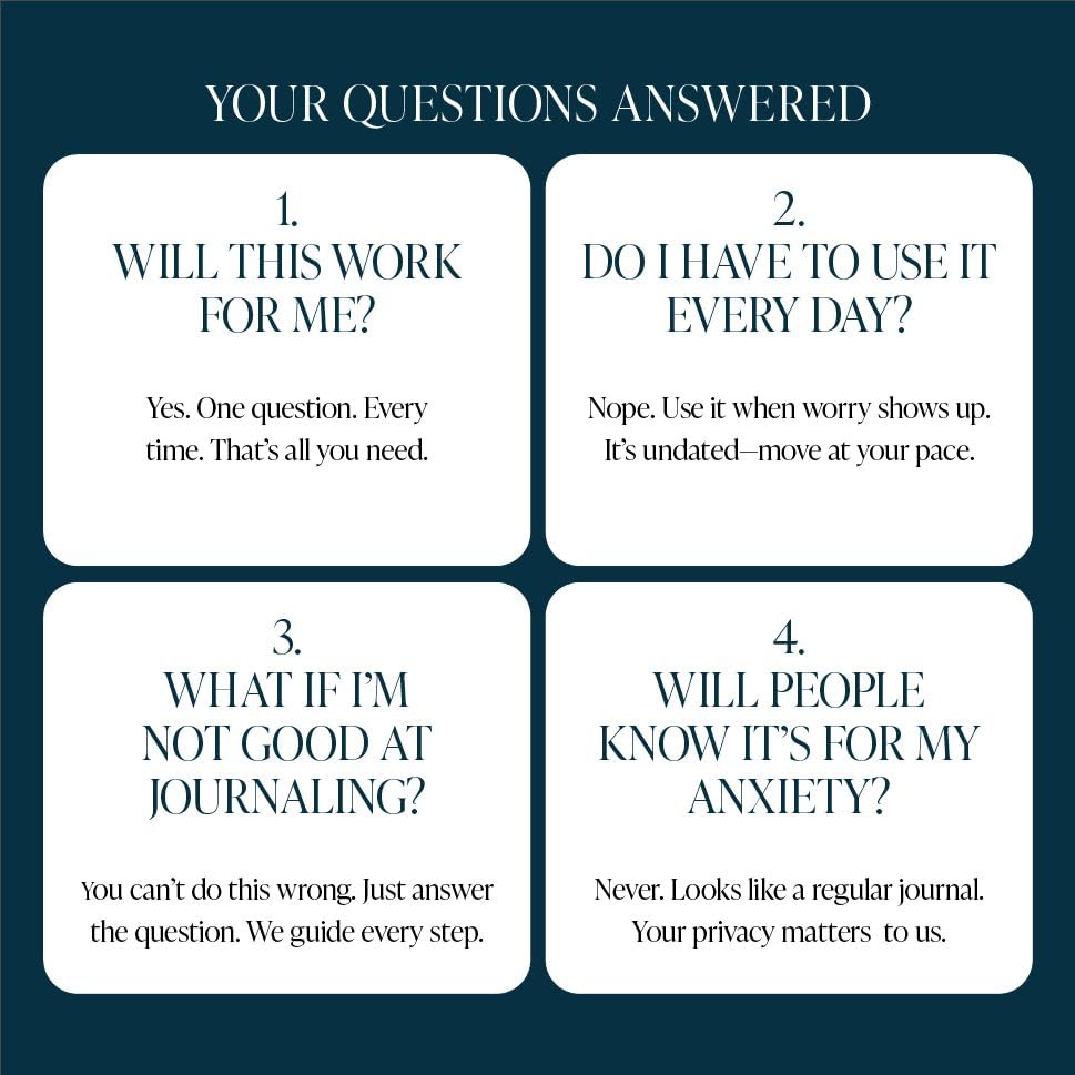 Worry Interrupt Journal – Undated Guided Anxiety Journal for Overthinkers, 66 Entries, 5-10 Minute Prompts, A5 Faux Leather, Deep Blue