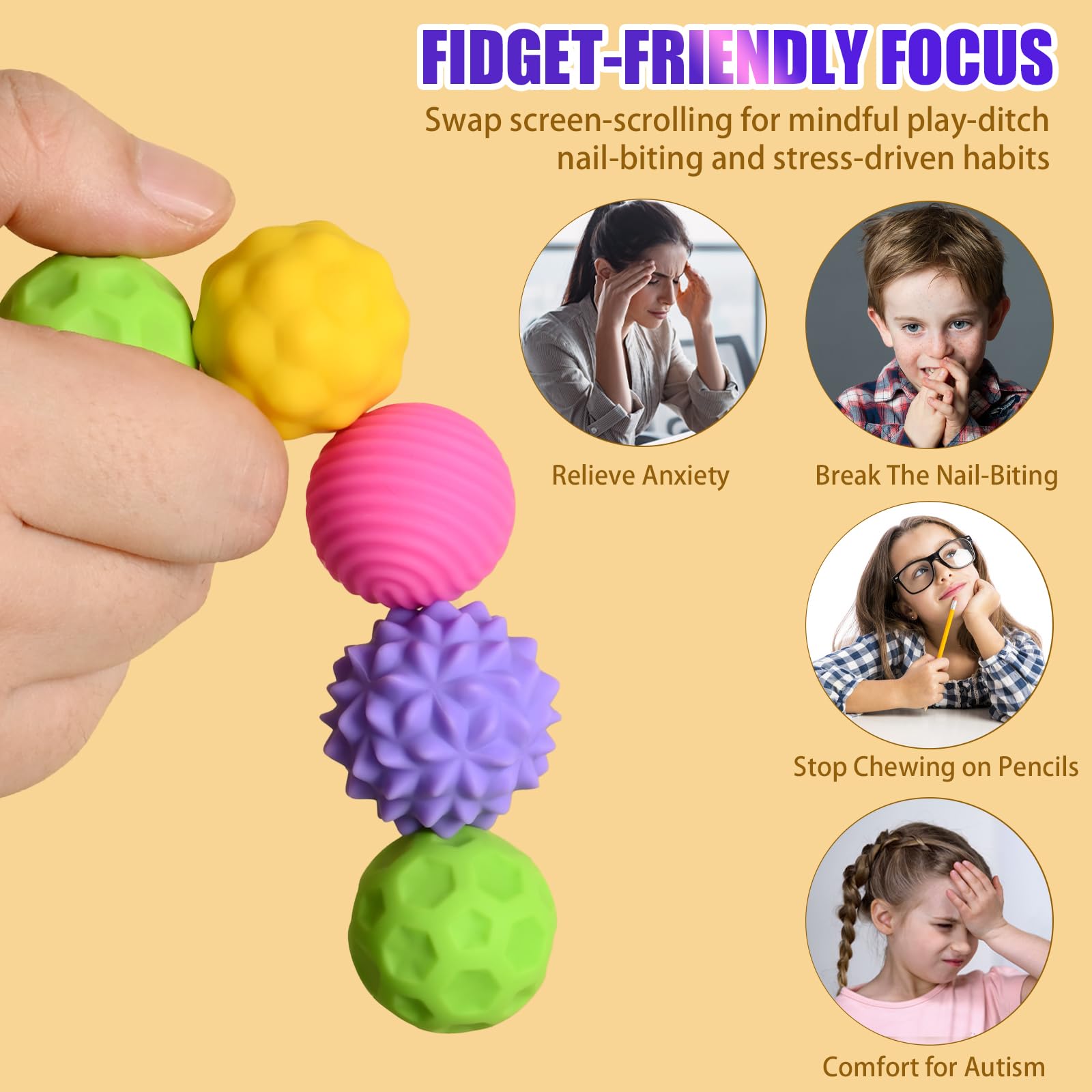 WorWoder 8-Pack Silicone Magnetic Stress Balls – Quiet Fidget Toys for Adults & Teens, Sensory Relief for Anxiety, Office Desk Toy