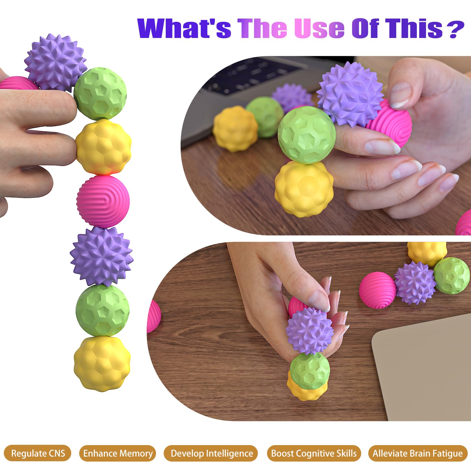 WorWoder 8-Pack Silicone Magnetic Stress Balls – Quiet Fidget Toys for Adults & Teens, Sensory Relief for Anxiety, Office Desk Toy