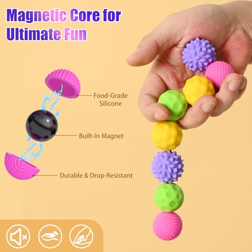 WorWoder 8-Pack Silicone Magnetic Stress Balls – Quiet Fidget Toys for Adults & Teens, Sensory Relief for Anxiety, Office Desk Toy
