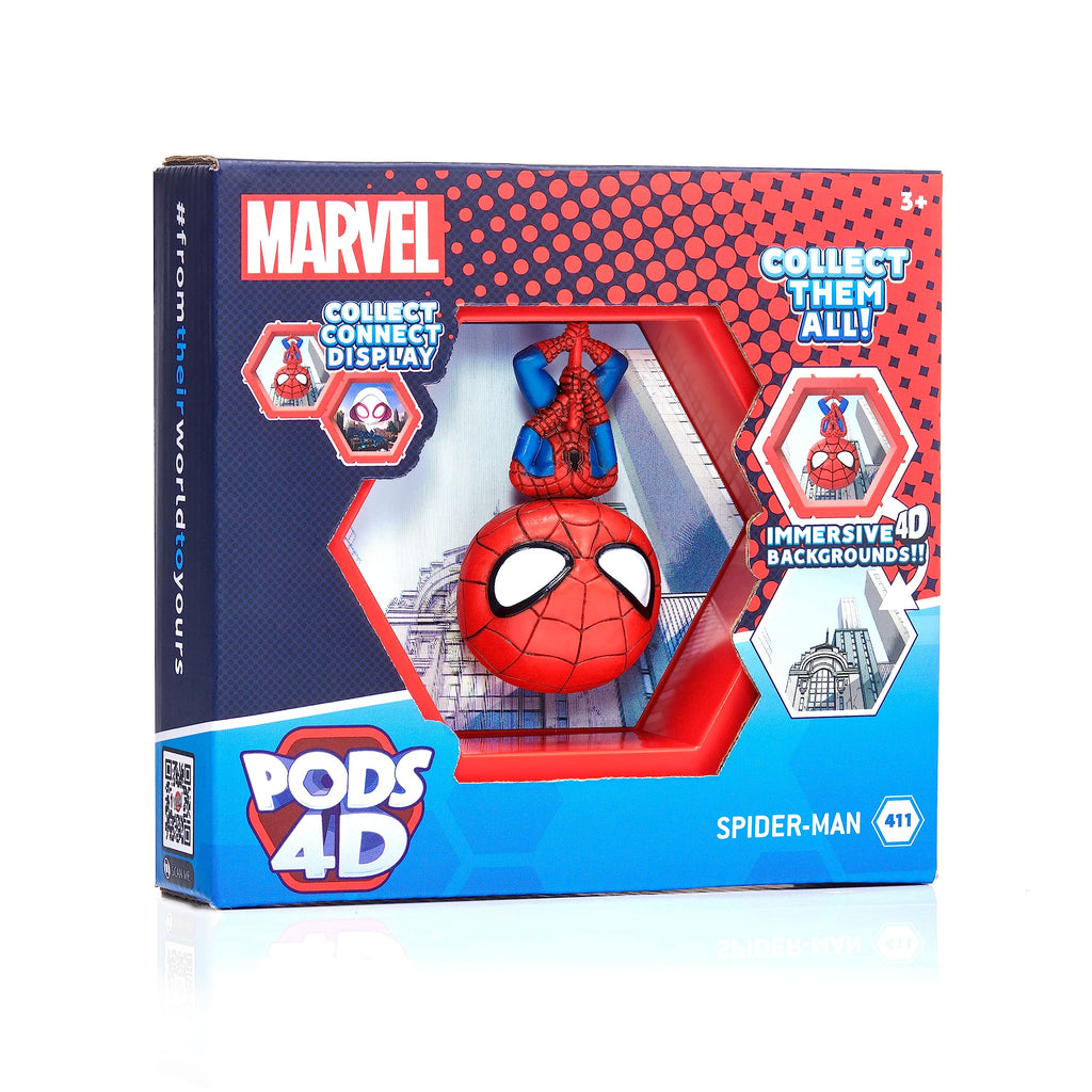WOW! PODS 4D Marvel Spiderman Bobblehead – Connectable and Collectible Figure with 3D Lenticular Display
