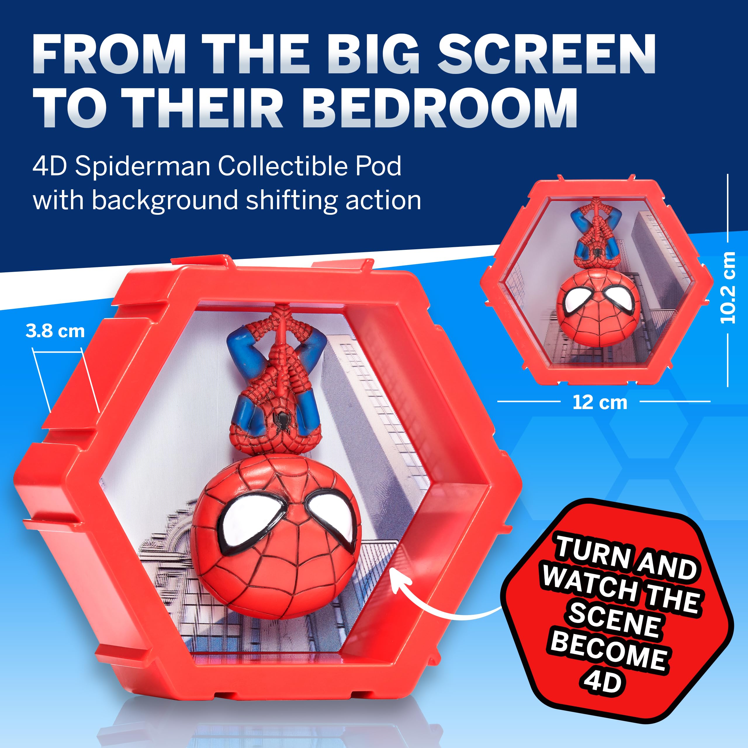 WOW! PODS 4D Marvel Spiderman Bobblehead – Connectable and Collectible Figure with 3D Lenticular Display