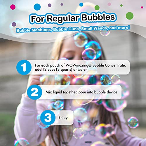 WOWMAZING Big Bubbles Refill – 3-Pack Concentrate Makes 2.3 Gallons – USA Made
