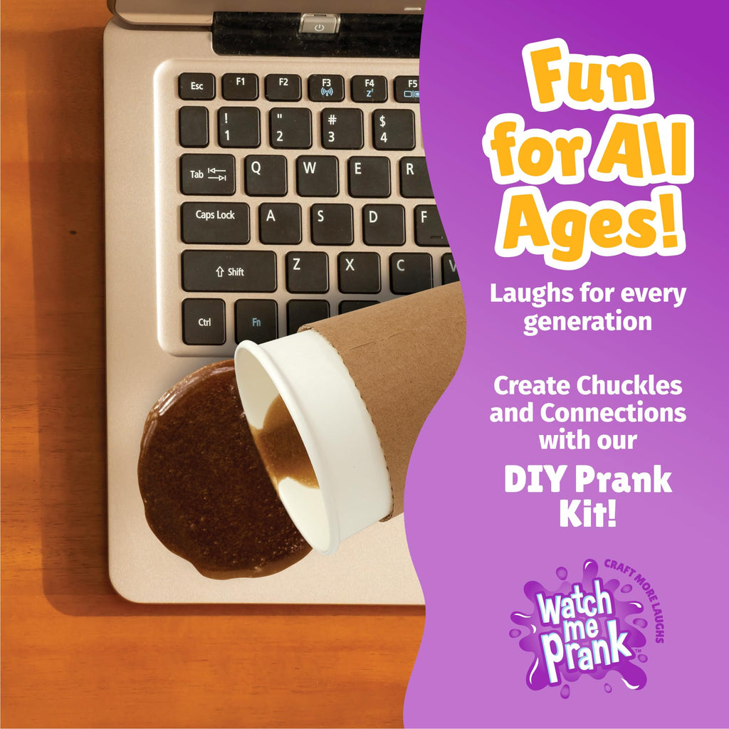 WOWMAZING WatchMePrank Ice Cream Cone & Coffee Cup Prank Kit – Realistic Spill Illusion Set for Kids & Adults