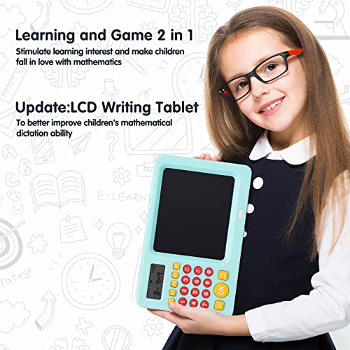 WOZADU Math Games for Kids 5-8, LCD Writing Tablet with Educational Math Learning Games, Birthday Gift for Boys Girls (Blue)