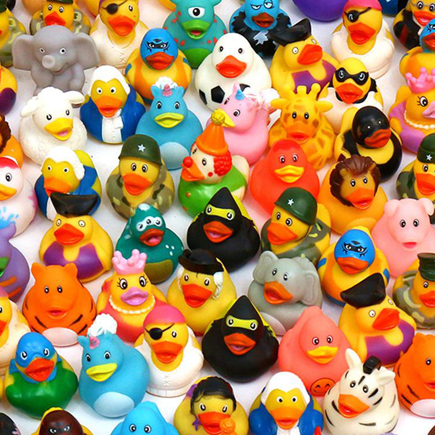 WQTHE 30 Pack Rubber Duck Assortment - 2.3 Inch Bulk Bath Toys for Kids, Party Favors, 30 Unique Styles