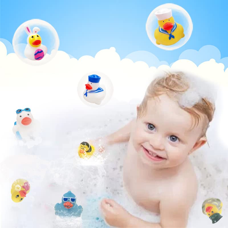 WQTHE 30 Pack Rubber Duck Assortment - 2.3 Inch Bulk Bath Toys for Kids, Party Favors, 30 Unique Styles