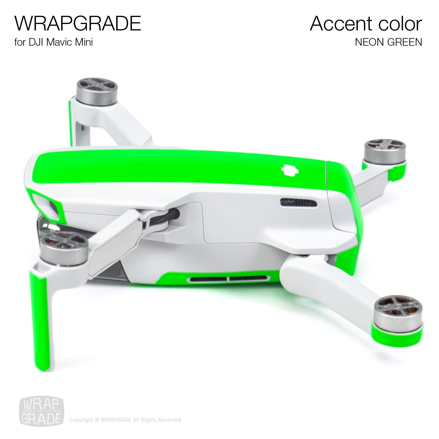 Wrapgrade Neon Green Skin for DJI Mavic Mini / Mini 2 SE / Mini 4K – Accent Color