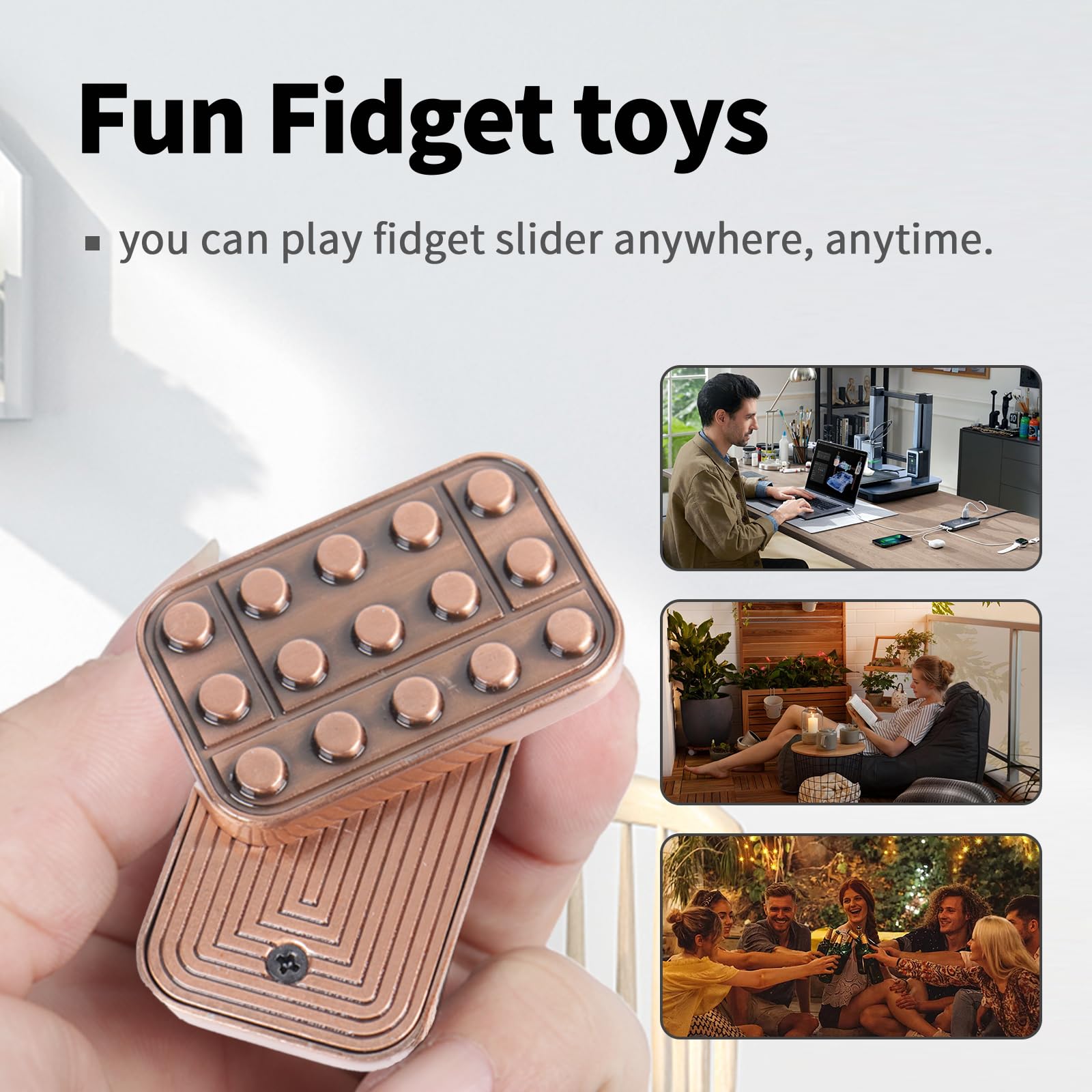 WSHWXY Metal Fidget Slider Magnetic Haptic EDC Toy for Adults - Satisfying Clicks and Grip