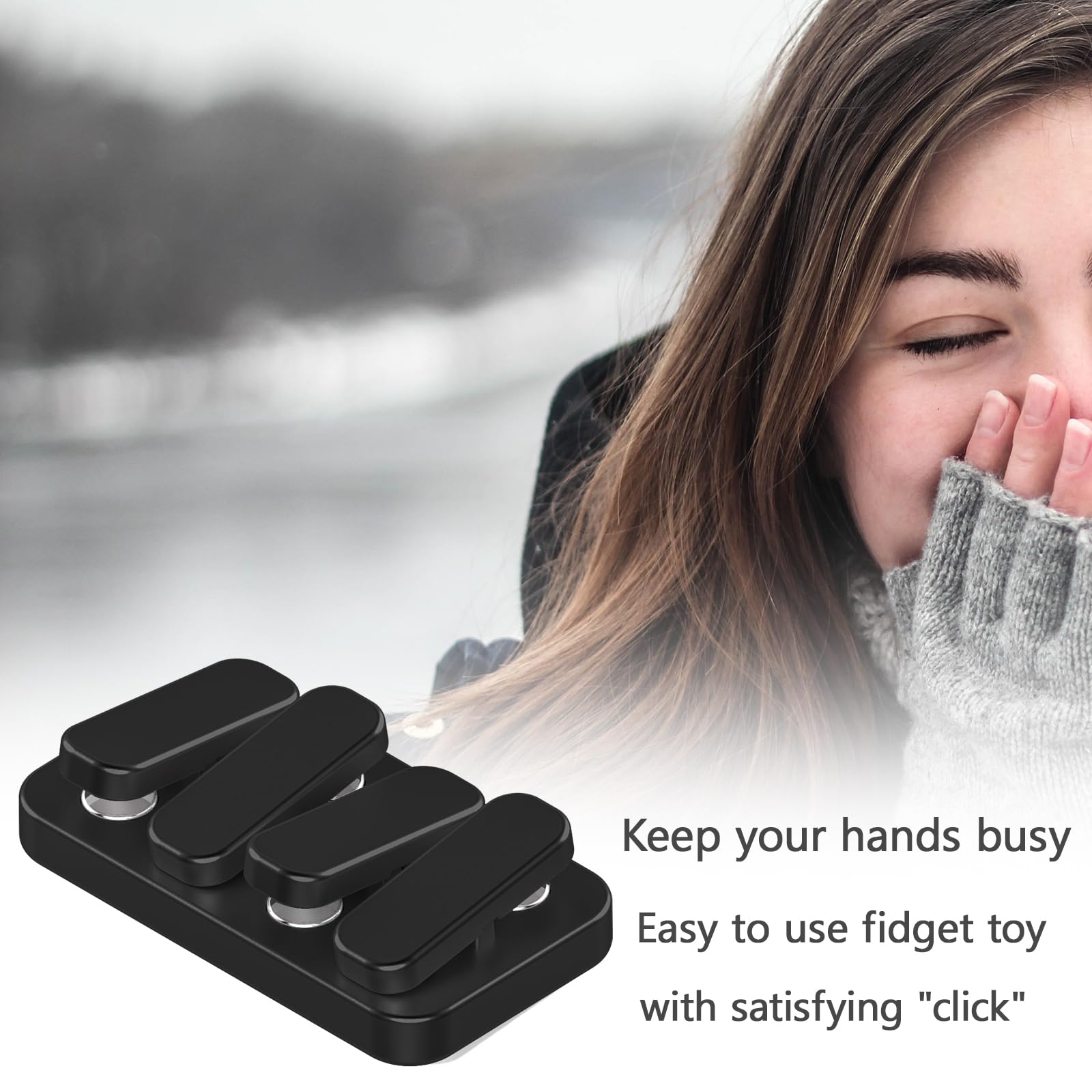 WSHWXY Metal Fidget Slider Matte Black - EDC Magnetic Clicker for Adults