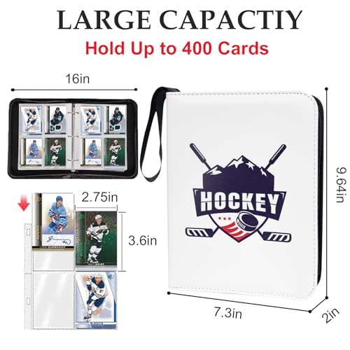 WTVIDAS 400-Pocket Hockey Card Binder – Waterproof PU Storage for Trading Cards