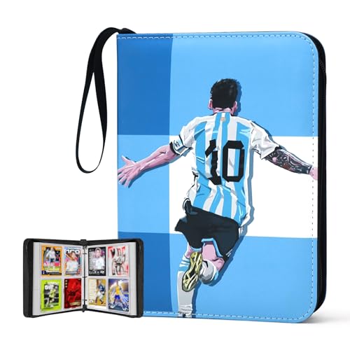 WTVIDAS 400-Pocket Soccer Card Binder – Waterproof PU, 50 Removable Sheets, Zipper & Wrist Strap