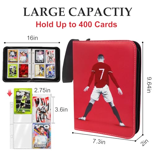 WTVIDAS Soccer Card Binder – 400 Pockets Waterproof PU Storage Book for Trading Cards