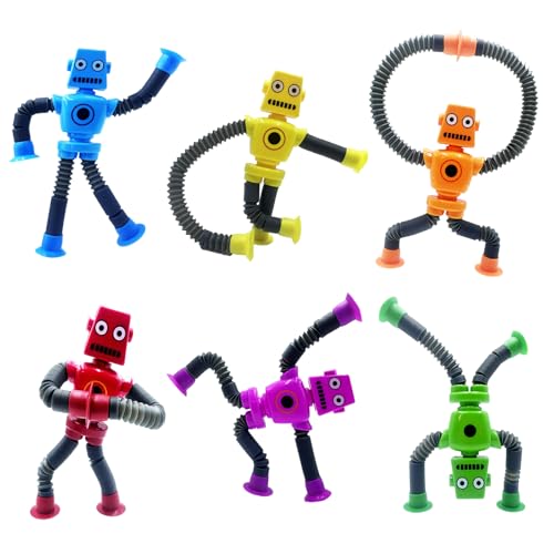 WUCLUD 6-Pack Telescopic Suction Cup Pop Tubes – Sensory Fidget Toys for Kids, Classroom Prizes, and Travel