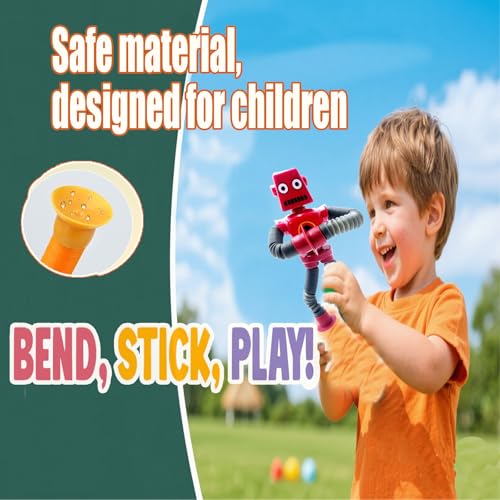 WUCLUD 6-Pack Telescopic Suction Cup Pop Tubes – Sensory Fidget Toys for Kids, Classroom Prizes, and Travel