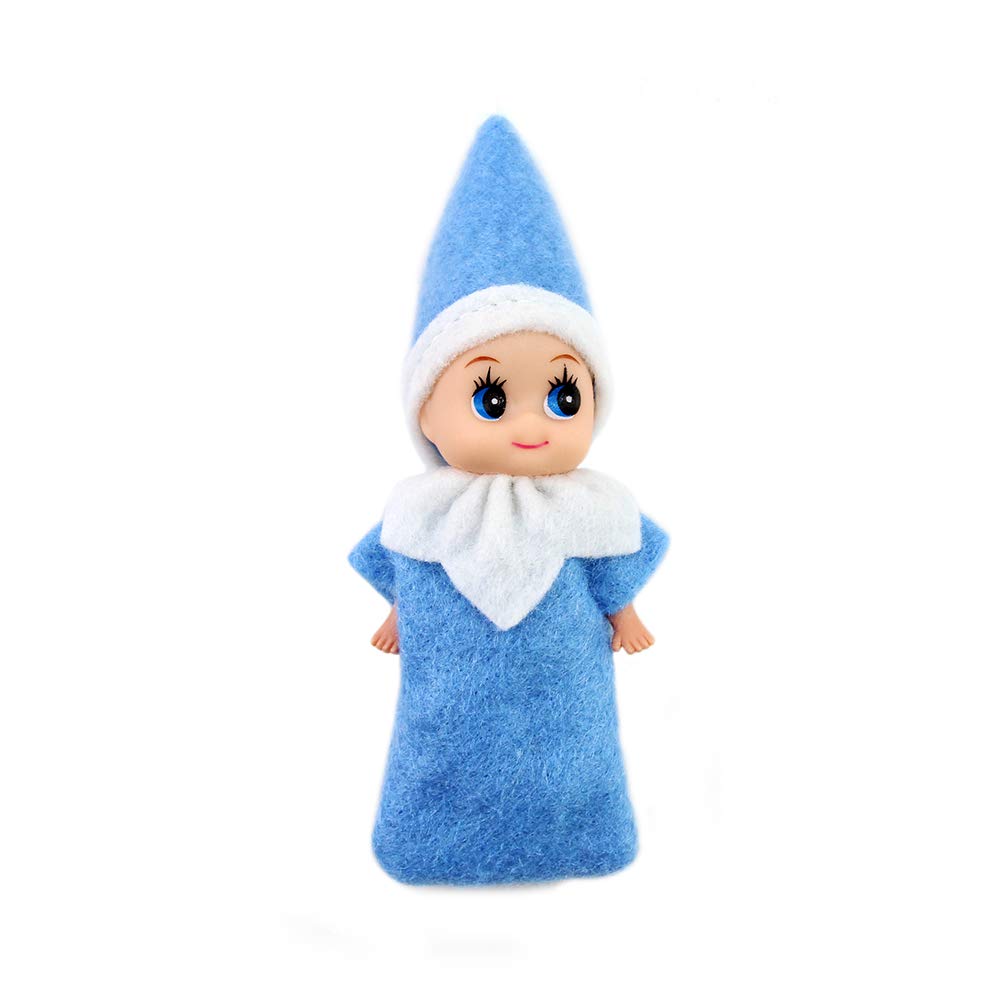 WULEEUPER Blue Baby Elf Doll – 11 cm Tiny Elf for Christmas Decorations and Doll Houses