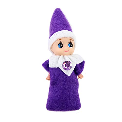 WULEEUPER Purple Girl Tiny Baby Elf Doll – 11 cm Christmas Miniature for Dollhouse or Advent Calendar