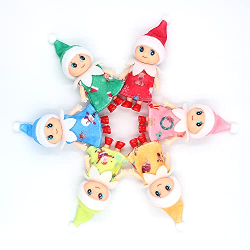 WULEEUPER Tiny Baby Elf Doll (Blue Dress) - 11cm Christmas Miniature Elf Decoration for Doll Houses, Newborn Gift
